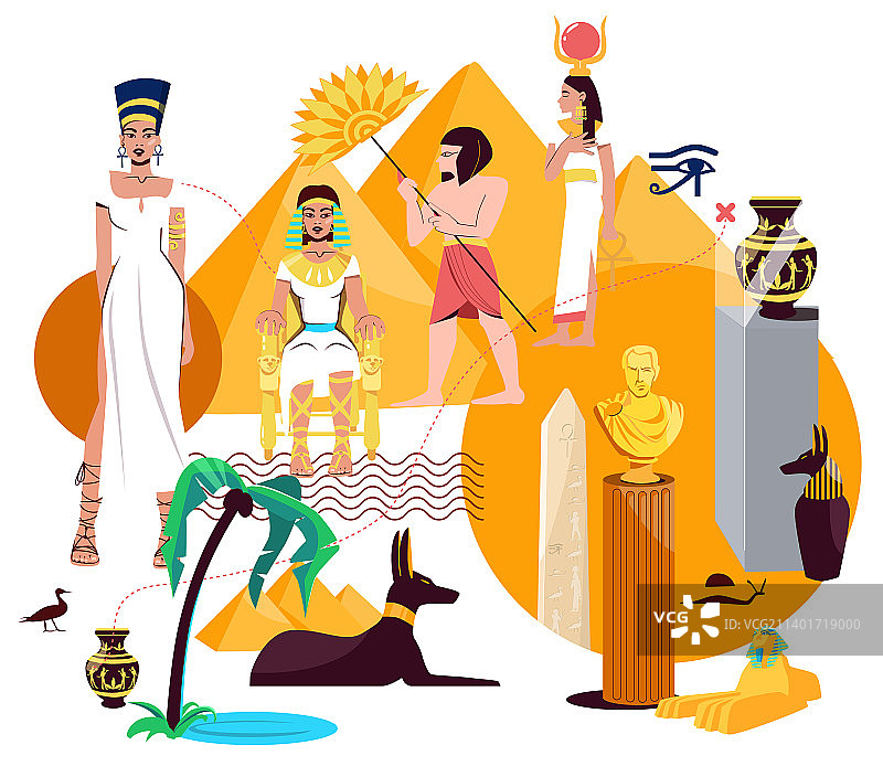 克娄巴特拉扁平拼贴画图片素材