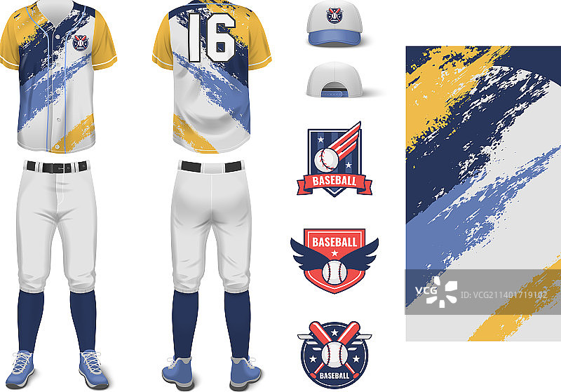 带有抽象装饰的棒球服图片素材