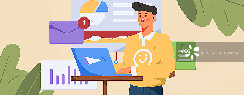 商务工作的人物扁平矢量概念运营插画图片素材