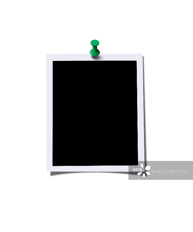 带有绿色图钉的相框图片素材