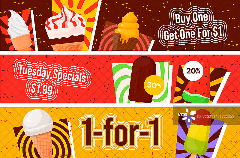冰淇淋促销优惠banner合集图片素材