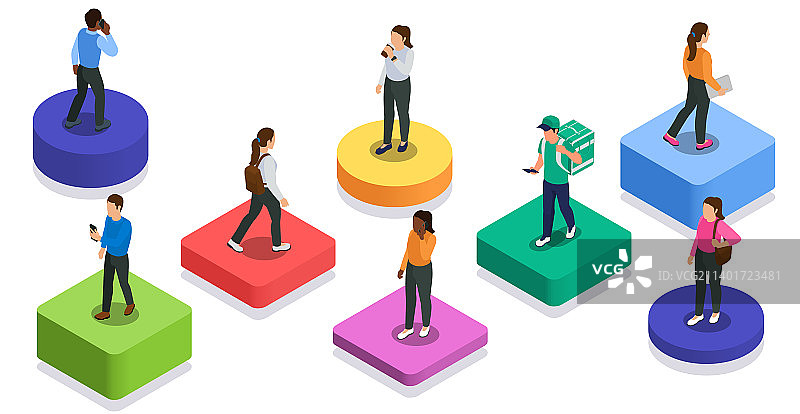 2.5D步行人物概念图片素材