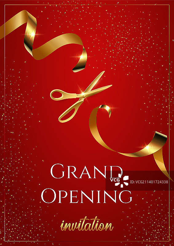 红色竖版盛大开业邀请函图片素材