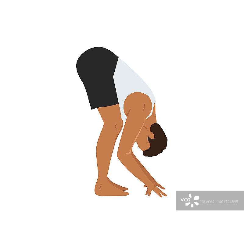 男人做站立前屈伸展式图片素材