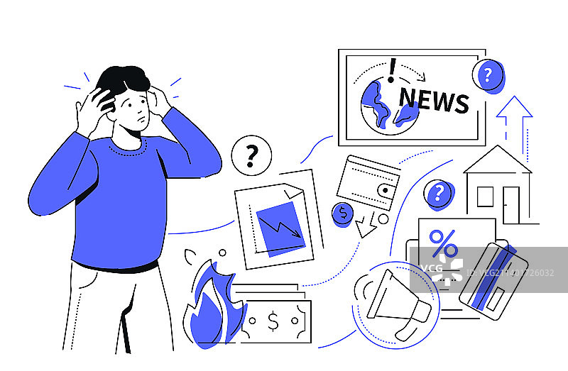 经济危机彩色线条设计风格图片素材