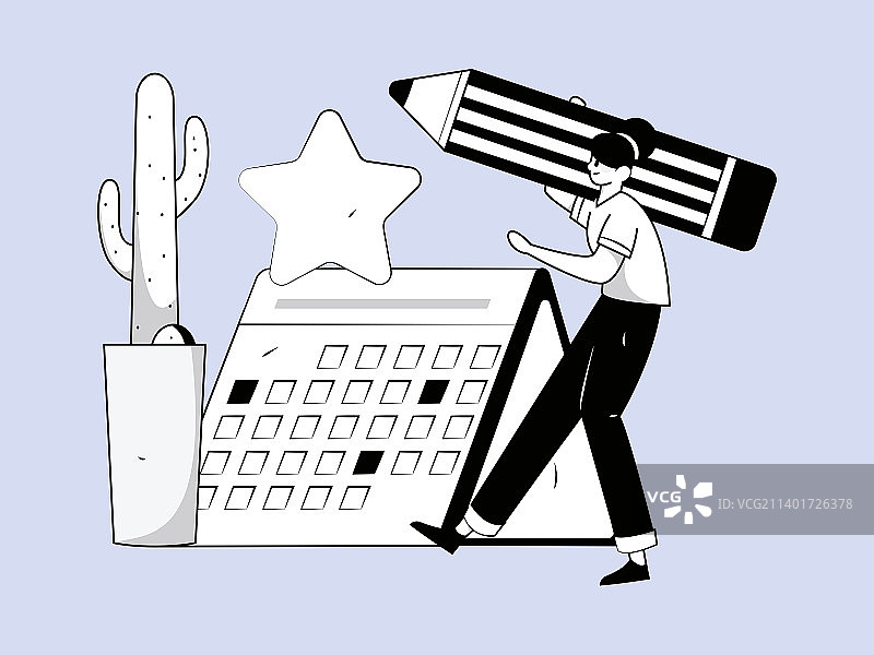 签到人物扁平矢量概念运营插画图片素材