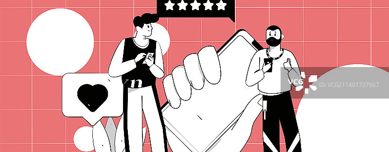 给好评的人物扁平矢量概念运营插画图片素材