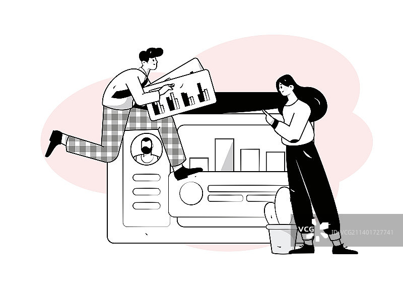 商务工作的人物扁平矢量概念运营插画图片素材