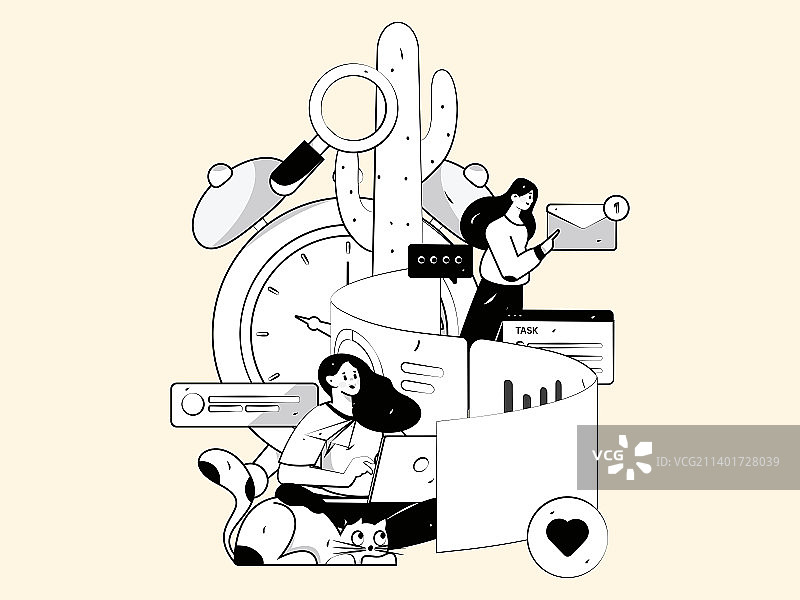 商务工作的人物扁平矢量概念运营插画图片素材