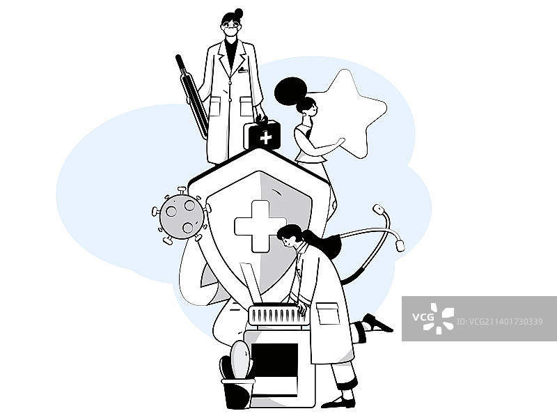 医生防疫抗疫扁平矢量概念运营插画图片素材