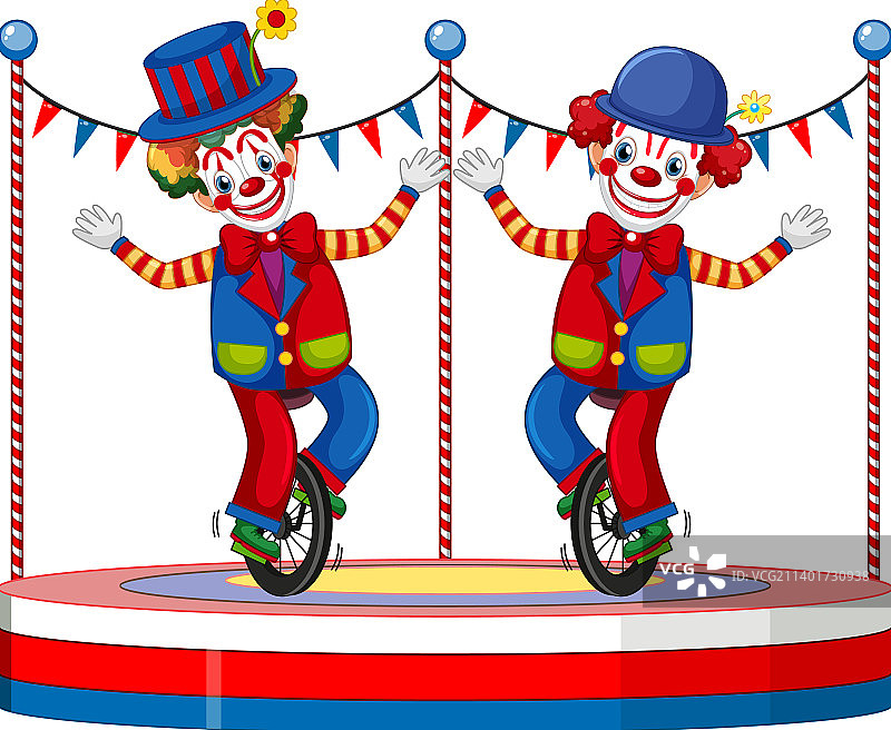 白色背景上的舞台表演小丑图片素材