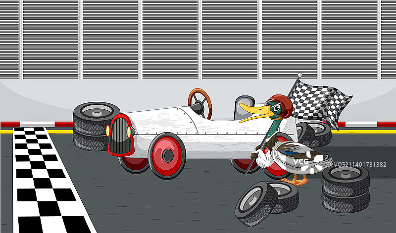 肥皂盒德比与鸭子卡通形象比赛图片素材