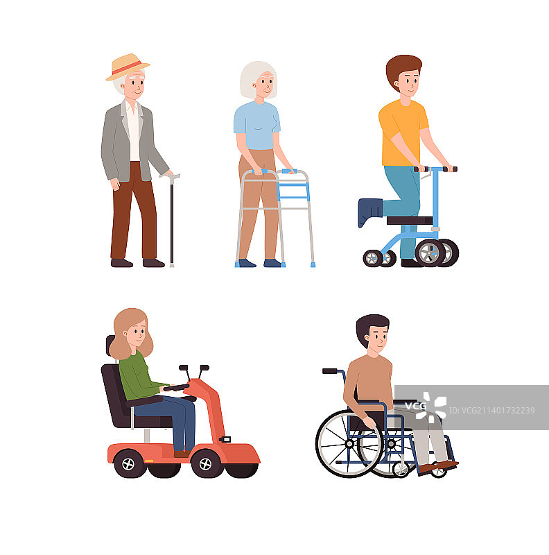 人们使用不同骨科设备的合集图片素材