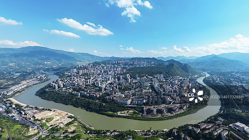 航拍小城图片素材