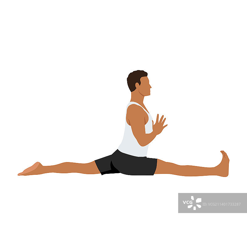 男人做瑜伽猴子式图片素材