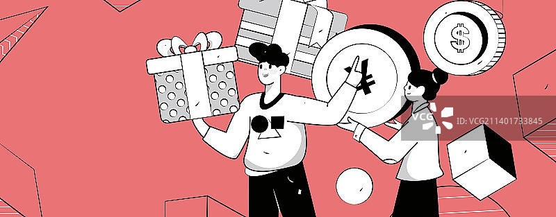 使用红包拉新促活扁平矢量概念运营插画图片素材