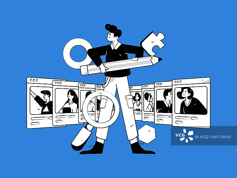 求职面试的人员扁平矢量概念运营插画图片素材
