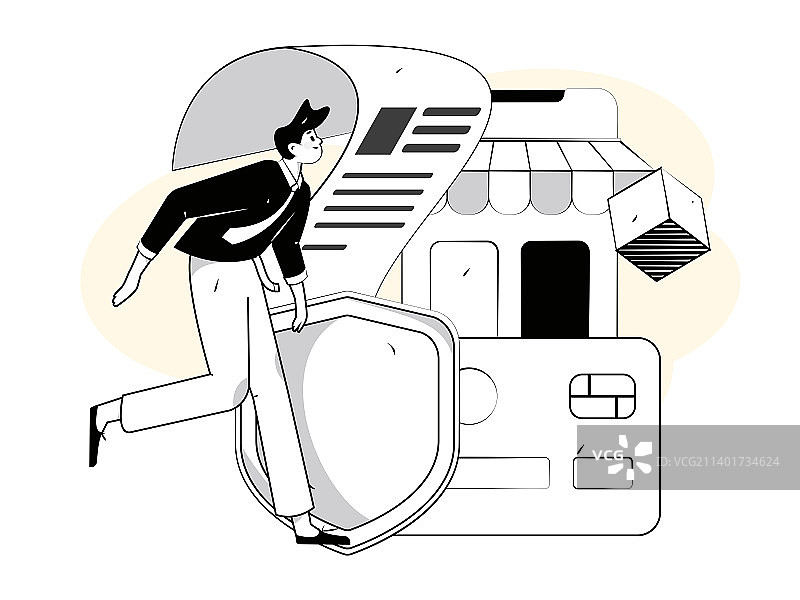 网络支付安全人物扁平矢量概念运营插画图片素材