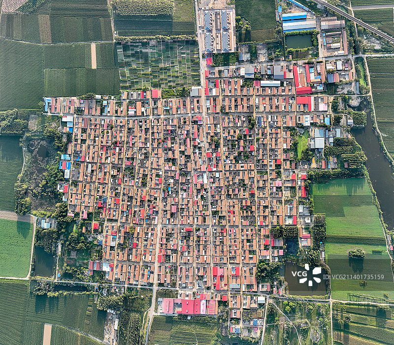 航拍视角下的华北平原村庄图片素材