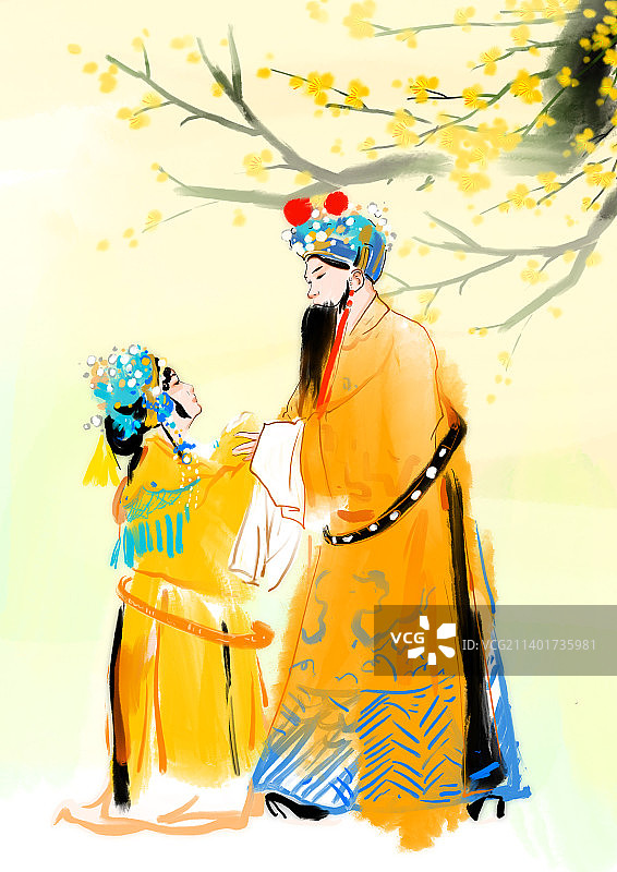 非物质文化遗产插画杨贵妃与唐明皇图片素材