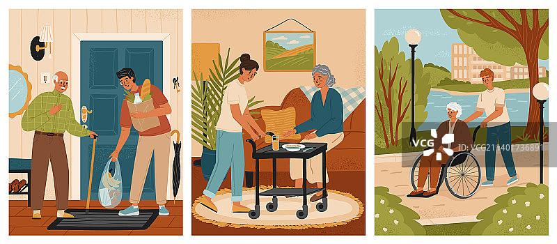 志愿者护理老年人图片素材