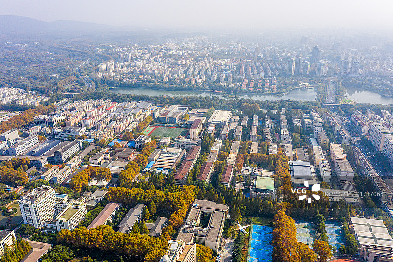 航拍江苏南京月牙湖公园图片素材