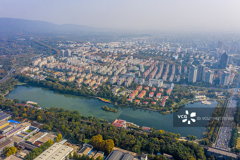 航拍江苏南京月牙湖公园图片素材