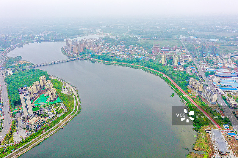 航拍潢河 河南省信阳市光山县图片素材