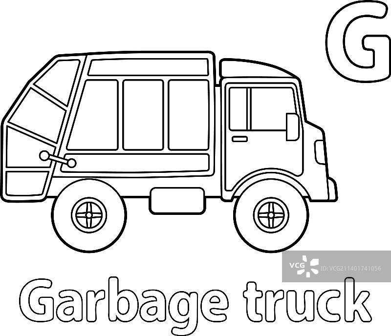 垃圾车字母ABC着色页G图片素材