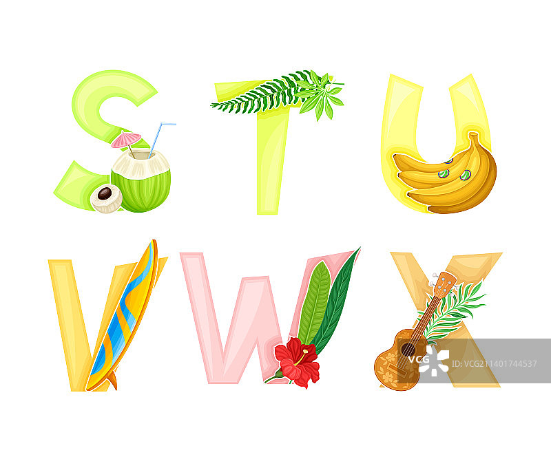 阳光明媚的夏季字母图片素材