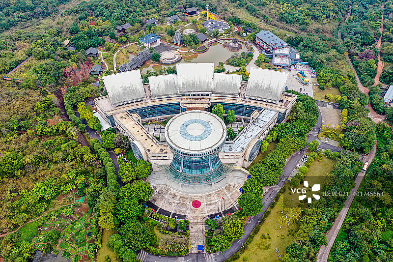 航拍广西民族博物馆 广西民族村 南宁旅游目的地图片素材