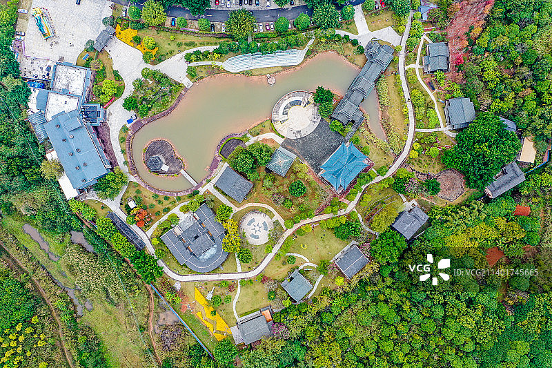 航拍广西民族博物馆 广西民族村 南宁旅游目的地图片素材