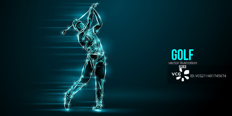 蓝色高尔夫球运动员抽象轮廓图片素材