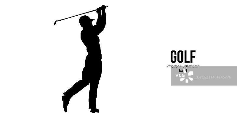 白色背景上的高尔夫球手抽象轮廓剪影图片素材
