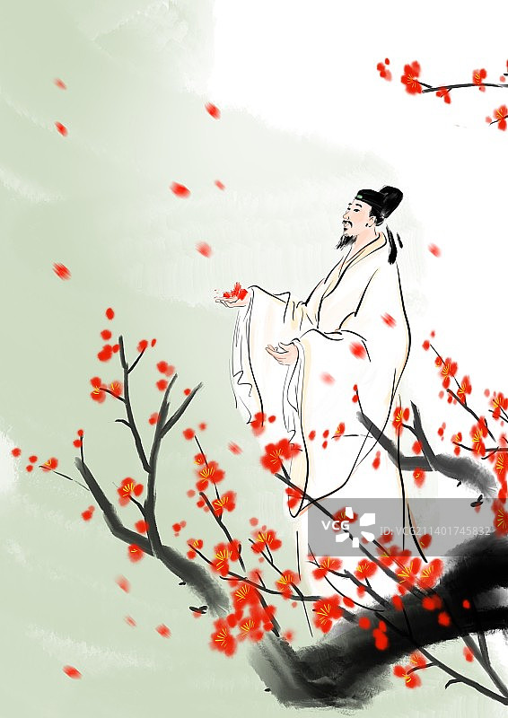 非物质文化遗产古典诗词诗人插画图片素材