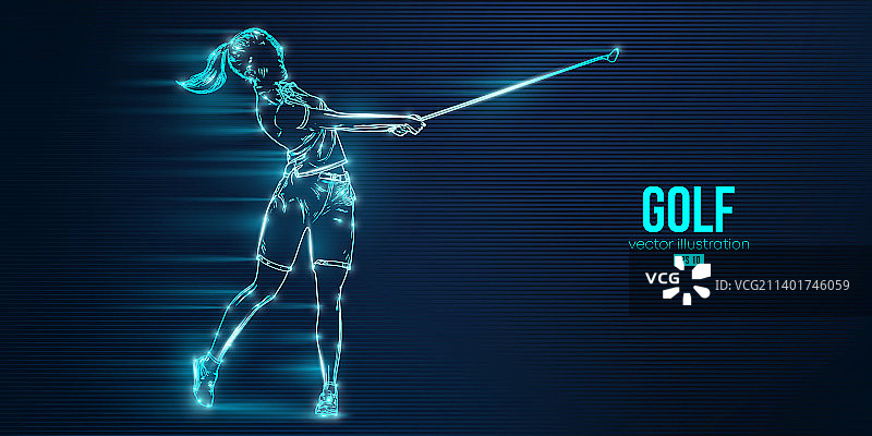 蓝色高尔夫球运动员抽象轮廓图片素材