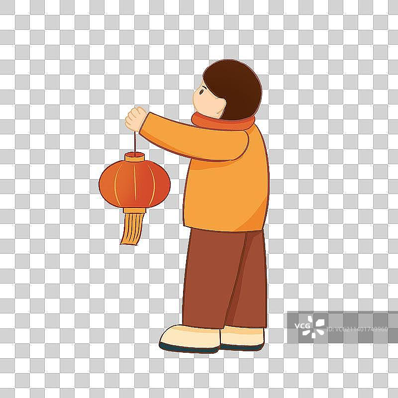 拿灯笼男孩图片素材