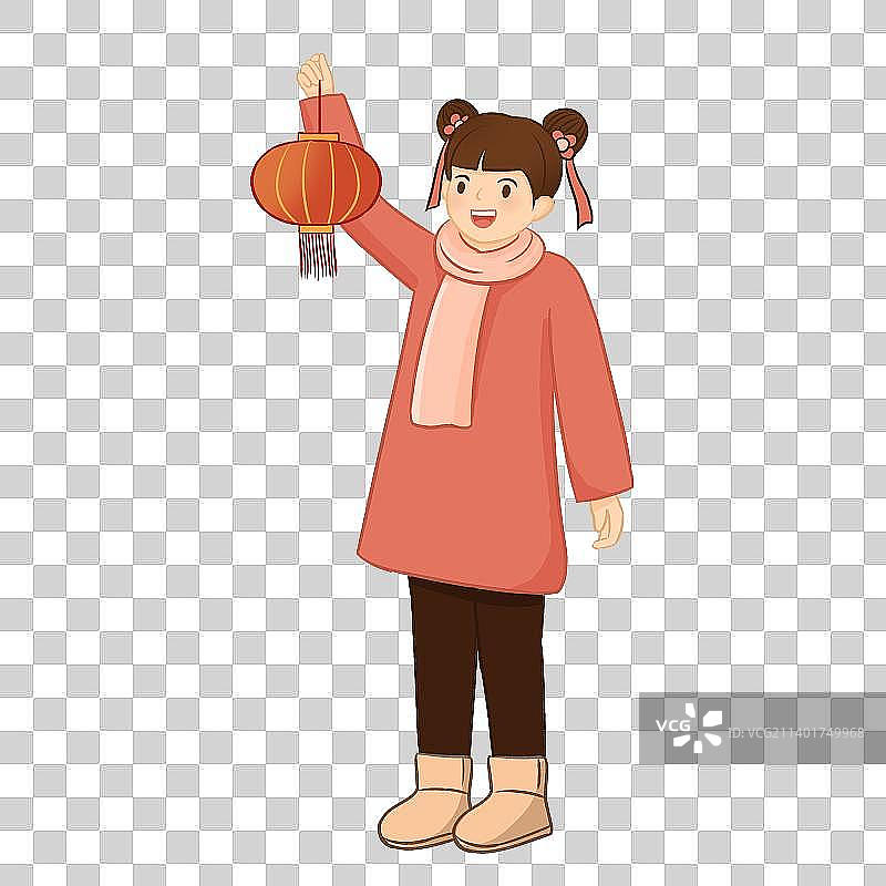 提灯笼女孩图片素材