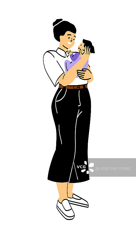 抱着新生婴儿的女人图片素材