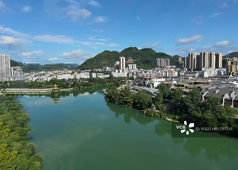 中国贵州铜仁市，铜仁古城。铜仁三江汇流，三江公园图片素材
