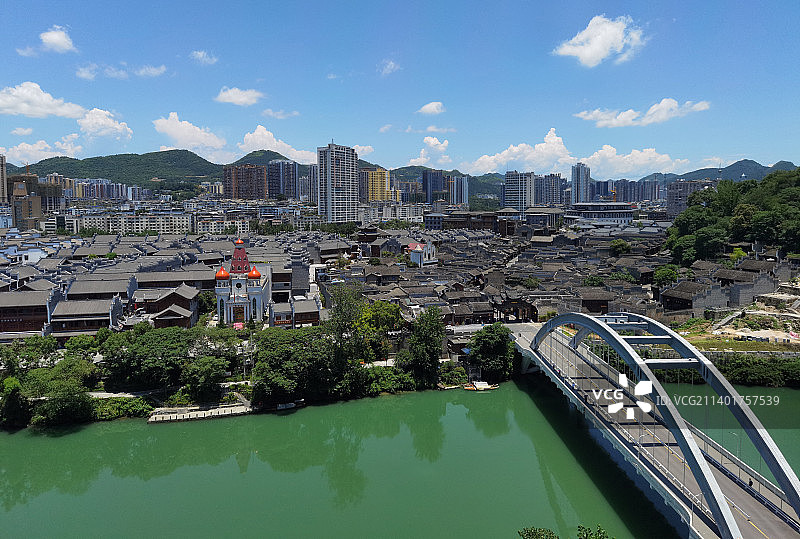 中国贵州铜仁市，铜仁古城。铜仁三江汇流，三江公园图片素材
