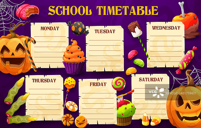 万圣节糖果学校课程表图片素材