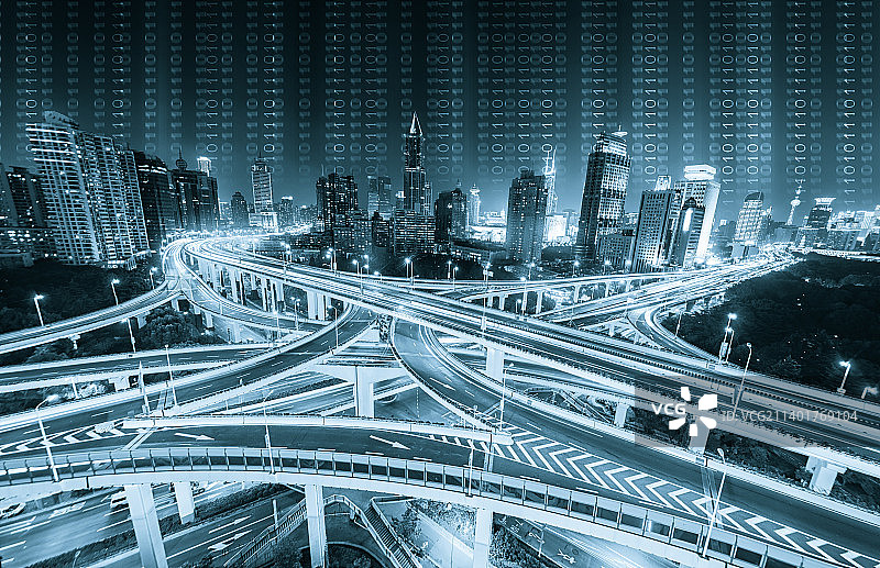上海数字化城市夜景图片素材