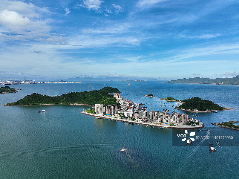 广东省惠州市大亚湾澳头小桂湾东升岛航拍图片素材