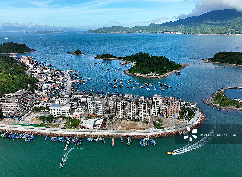 广东省惠州市大亚湾澳头小桂湾东升岛航拍图片素材