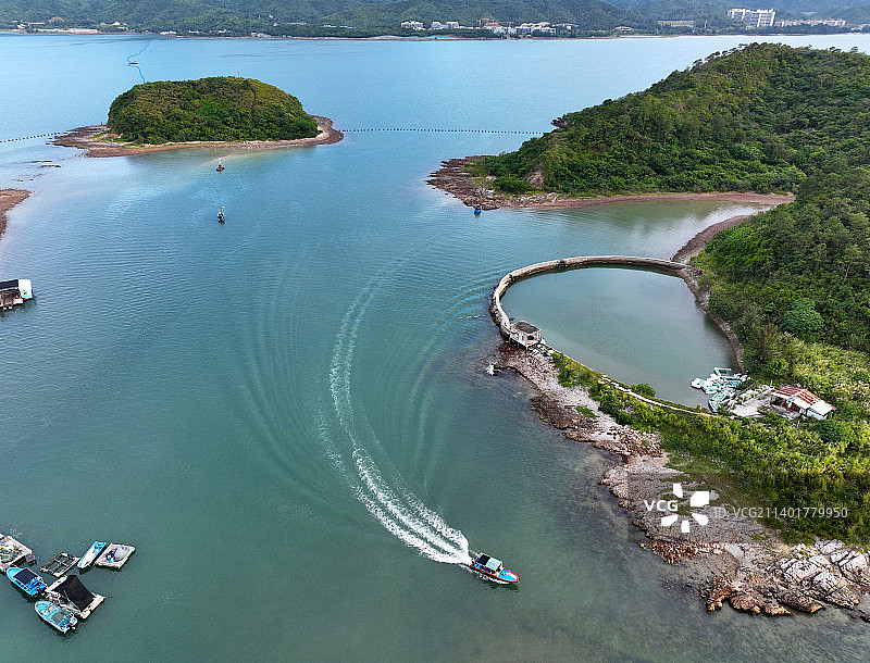 广东省惠州市大亚湾澳头小桂湾东升岛航拍图片素材