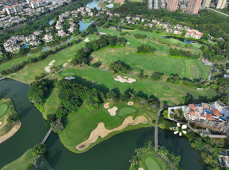 广东省惠州市惠阳区棕榈岛高尔夫球会航拍图片素材