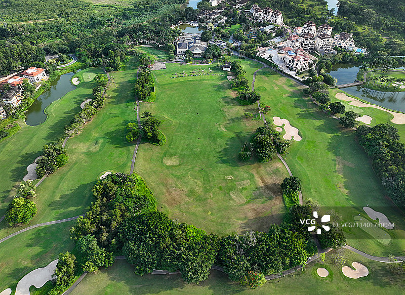 广东省惠州市惠阳区棕榈岛高尔夫球会航拍图片素材