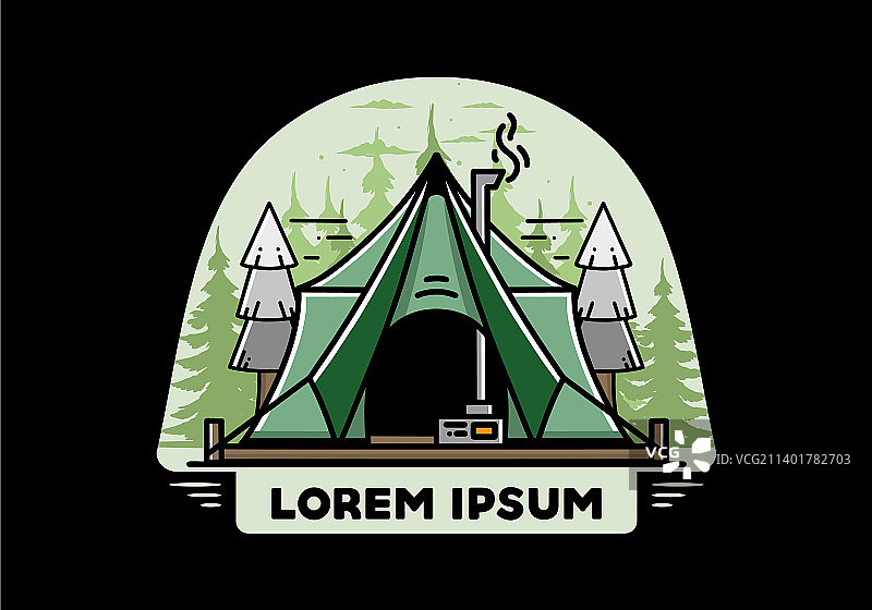 带暖气和烟囱设计的大型豪华帐篷图片素材