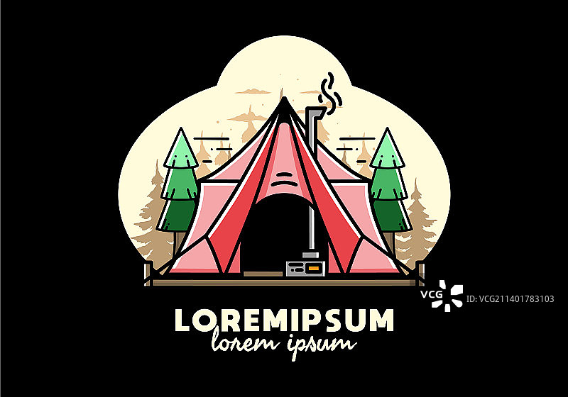 带暖气和烟囱设计的大型豪华帐篷图片素材